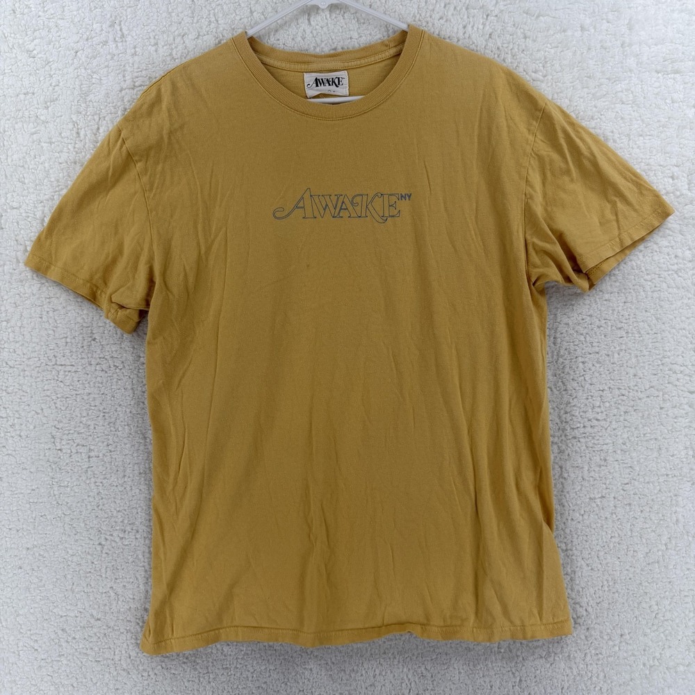 Awake NY Shirt Mens Large Yellow Logo Back Graphic Tee T-Shirt Streetwear‎ 2020